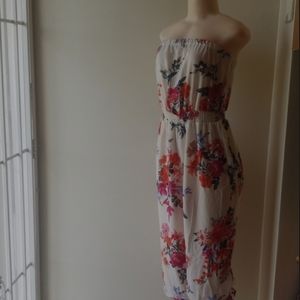 Beautiful bright floral tube top jumpsuit